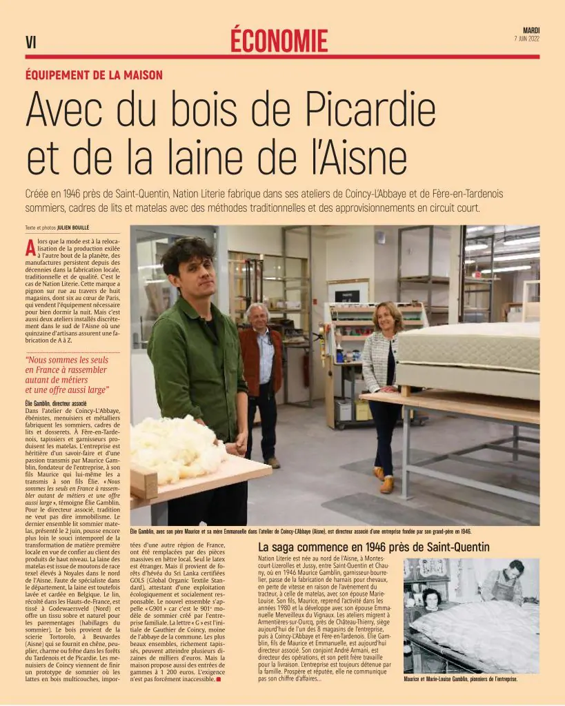 Nation Literie - Article de presse dans le magazine l'Union - Page 1